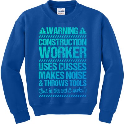 Construction Site Throws Tools Construction Worker Gift Kids Sweatshirt