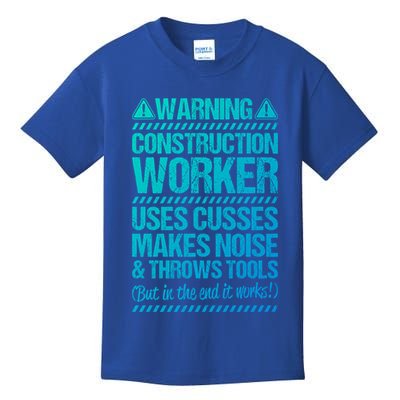 Construction Site Throws Tools Construction Worker Gift Kids T-Shirt