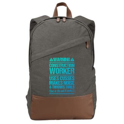Construction Site Throws Tools Construction Worker Gift Cotton Canvas Backpack
