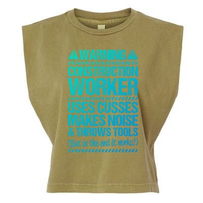 Construction Site Throws Tools Construction Worker Gift Garment-Dyed Women's Muscle Tee