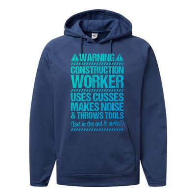 Construction Site Throws Tools Construction Worker Gift Performance Fleece Hoodie