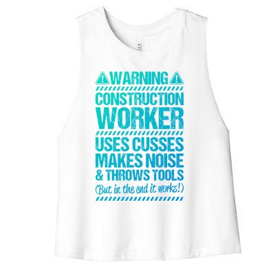 Construction Site Throws Tools Construction Worker Gift Women's Racerback Cropped Tank