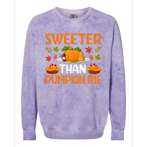 Cool Sweeter Than Pumpkin Pie Thanks Giving Quote Gift Colorblast Crewneck Sweatshirt