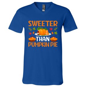 Cool Sweeter Than Pumpkin Pie Thanks Giving Quote Gift V-Neck T-Shirt