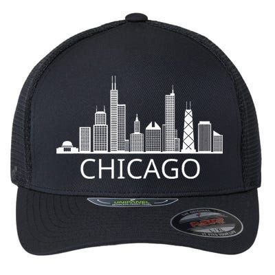 Chicago Skyline Throwback Design Classic Flexfit Unipanel Trucker Cap