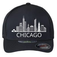 Chicago Skyline Throwback Design Classic Flexfit Unipanel Trucker Cap