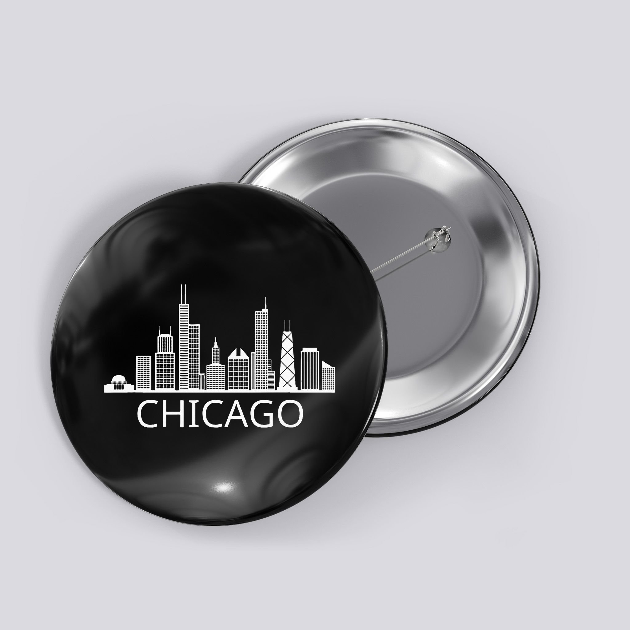 Chicago Skyline Throwback Design Classic Button