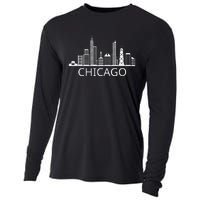 Chicago Skyline Throwback Design Classic Cooling Performance Long Sleeve Crew