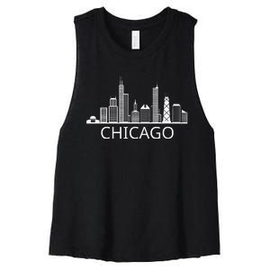 Chicago Skyline Throwback Design Classic Women's Racerback Cropped Tank