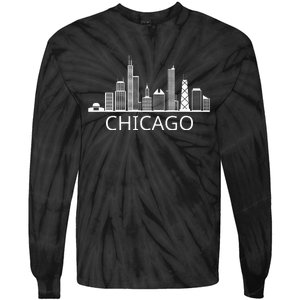 Chicago Skyline Throwback Design Classic Tie-Dye Long Sleeve Shirt