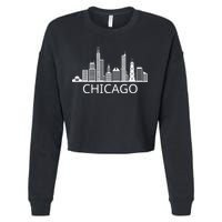 Chicago Skyline Throwback Design Classic Cropped Pullover Crew