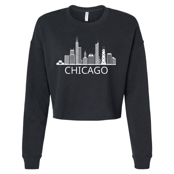 Chicago Skyline Throwback Design Classic Cropped Pullover Crew