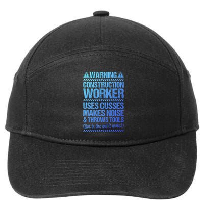 Construction Site Throws Tools Construction Worker Gift 7-Panel Snapback Hat