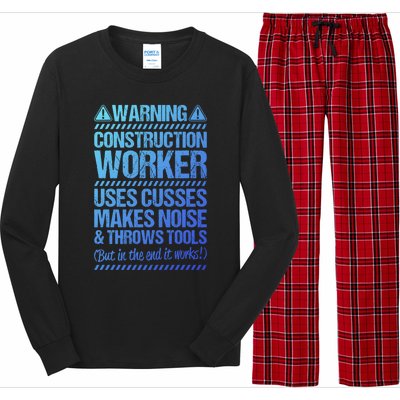 Construction Site Throws Tools Construction Worker Gift Long Sleeve Pajama Set