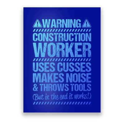 Construction Site Throws Tools Construction Worker Gift Poster