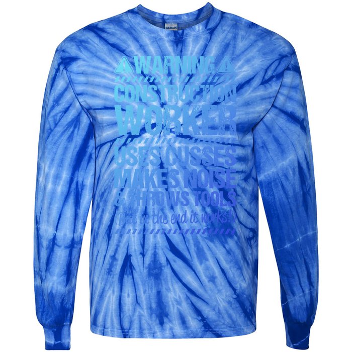 Construction Site Throws Tools Construction Worker Gift Tie-Dye Long Sleeve Shirt