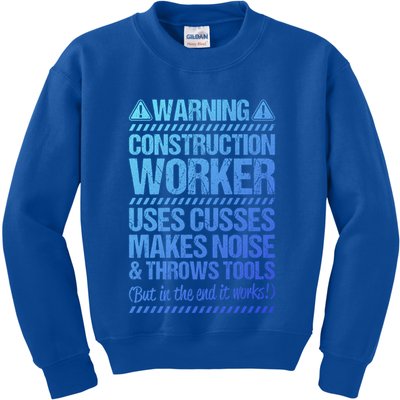 Construction Site Throws Tools Construction Worker Gift Kids Sweatshirt