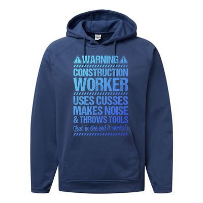 Construction Site Throws Tools Construction Worker Gift Performance Fleece Hoodie