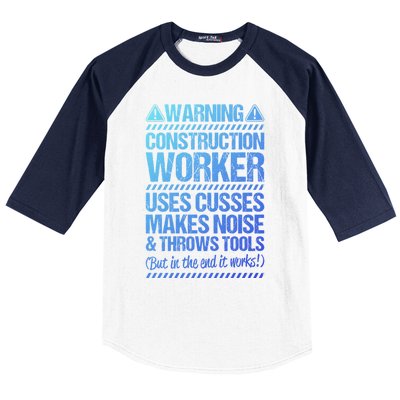 Construction Site Throws Tools Construction Worker Gift Baseball Sleeve Shirt