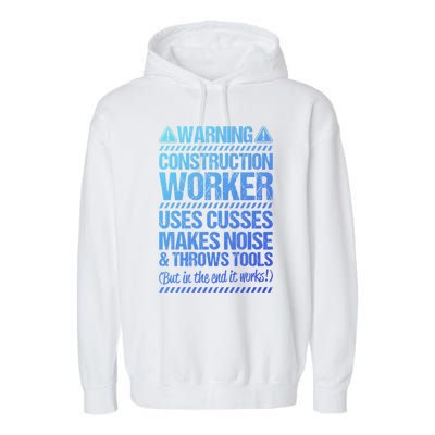 Construction Site Throws Tools Construction Worker Gift Garment-Dyed Fleece Hoodie