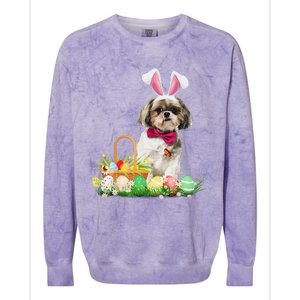 Cute Shih Tzu Easter Day Bunny Eggs Easter Costume Colorblast Crewneck Sweatshirt