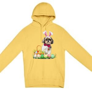 Cute Shih Tzu Easter Day Bunny Eggs Easter Costume Premium Pullover Hoodie