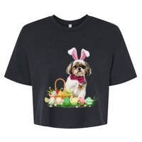 Cute Shih Tzu Easter Day Bunny Eggs Easter Costume Bella+Canvas Jersey Crop Tee