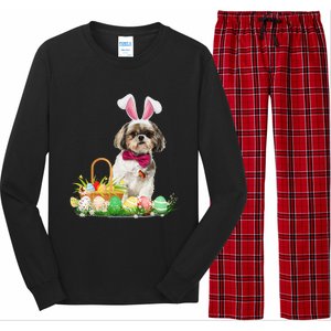 Cute Shih Tzu Easter Day Bunny Eggs Easter Costume Long Sleeve Pajama Set