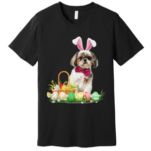 Cute Shih Tzu Easter Day Bunny Eggs Easter Costume Premium T-Shirt