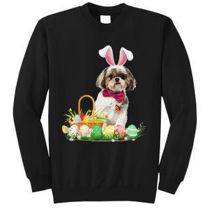 Cute Shih Tzu Easter Day Bunny Eggs Easter Costume Tall Sweatshirt