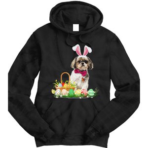 Cute Shih Tzu Easter Day Bunny Eggs Easter Costume Tie Dye Hoodie