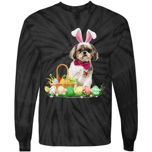 Cute Shih Tzu Easter Day Bunny Eggs Easter Costume Tie-Dye Long Sleeve Shirt