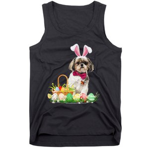 Cute Shih Tzu Easter Day Bunny Eggs Easter Costume Tank Top