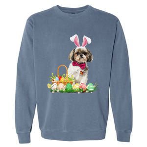 Cute Shih Tzu Easter Day Bunny Eggs Easter Costume Garment-Dyed Sweatshirt