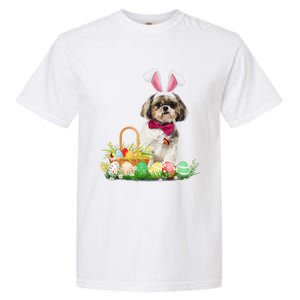 Cute Shih Tzu Easter Day Bunny Eggs Easter Costume Garment-Dyed Heavyweight T-Shirt