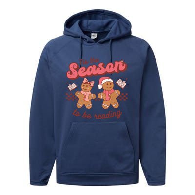 Christmas School Teacher Retro Librarian Groovy Xmas Books Performance Fleece Hoodie