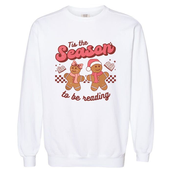 Christmas School Teacher Retro Librarian Groovy Xmas Books Garment-Dyed Sweatshirt