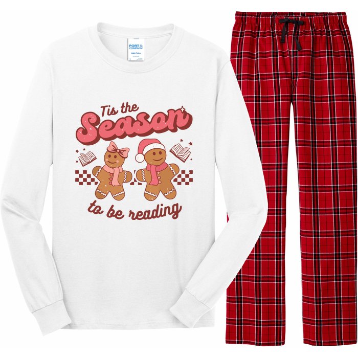 Christmas School Teacher Retro Librarian Groovy Xmas Books Long Sleeve Pajama Set