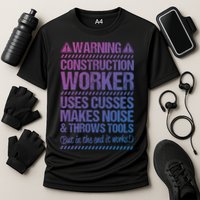 Construction Site Throws Tools Construction Worker Gift Cooling Performance Crew T-Shirt