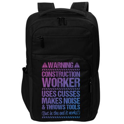 Construction Site Throws Tools Construction Worker Gift Impact Tech Backpack
