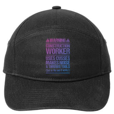 Construction Site Throws Tools Construction Worker Gift 7-Panel Snapback Hat
