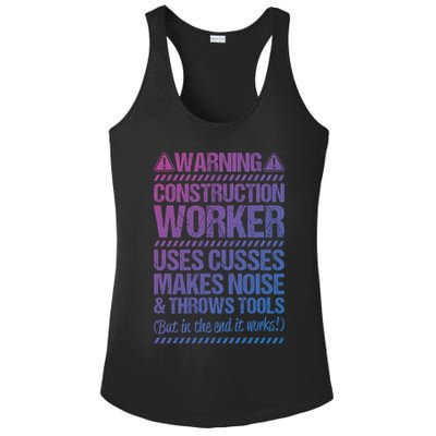 Construction Site Throws Tools Construction Worker Gift Ladies PosiCharge Competitor Racerback Tank