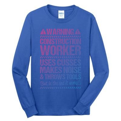 Construction Site Throws Tools Construction Worker Gift Tall Long Sleeve T-Shirt