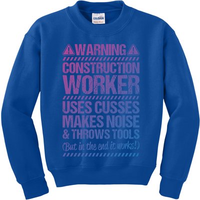 Construction Site Throws Tools Construction Worker Gift Kids Sweatshirt