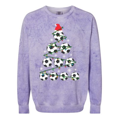 Christmas Soccer Tree Holiday Gift Sport Lover Soccer Player Colorblast Crewneck Sweatshirt