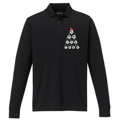 Christmas Soccer Tree Holiday Gift Sport Lover Soccer Player Performance Long Sleeve Polo