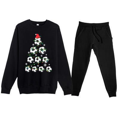 Christmas Soccer Tree Holiday Gift Sport Lover Soccer Player Premium Crewneck Sweatsuit Set