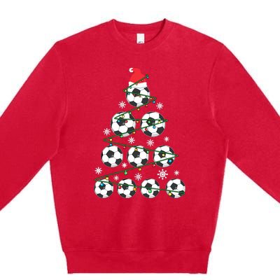 Christmas Soccer Tree Holiday Gift Sport Lover Soccer Player Premium Crewneck Sweatshirt