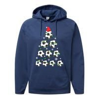 Christmas Soccer Tree Holiday Gift Sport Lover Soccer Player Performance Fleece Hoodie