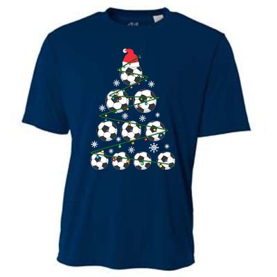 Christmas Soccer Tree Holiday Gift Sport Lover Soccer Player Cooling Performance Crew T-Shirt